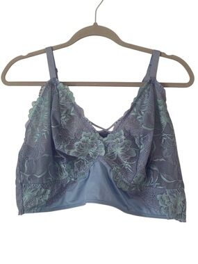 Torrid Periwinkle Lavender Floral Lace Bralette Size 2 Plus Size Adjustable